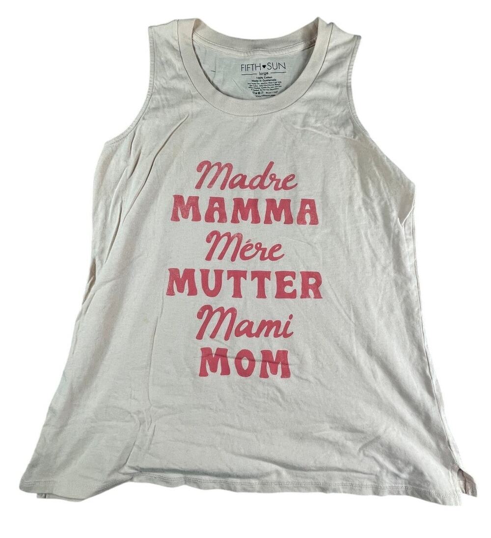 Fifth Sun Shirt Womens Large Beige Sleeveless Tank Top Mamma Athleisure Casual